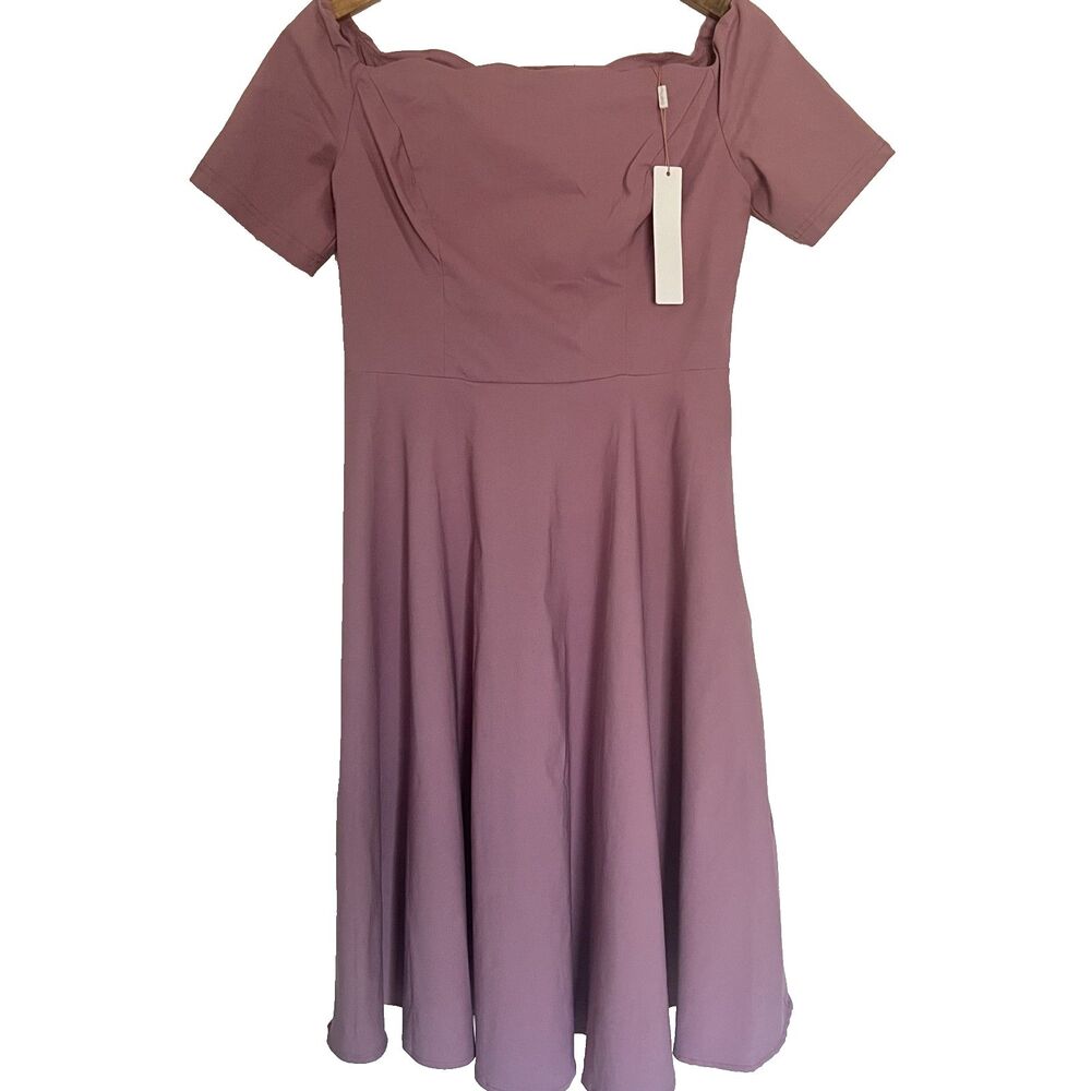 Belle Poque Dress L Pink Swing Fit Flare Scallop Fairy Retro Cottagecore NWT